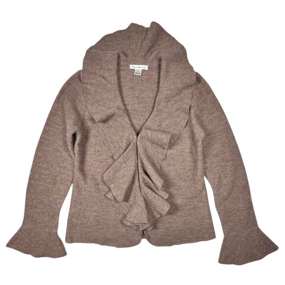 VTG SUSAN BRISTOL Boho Wool Cardigan Sz.S Ruffle Bell Sleeve Cottage Whimsical - Picture 8 of 9